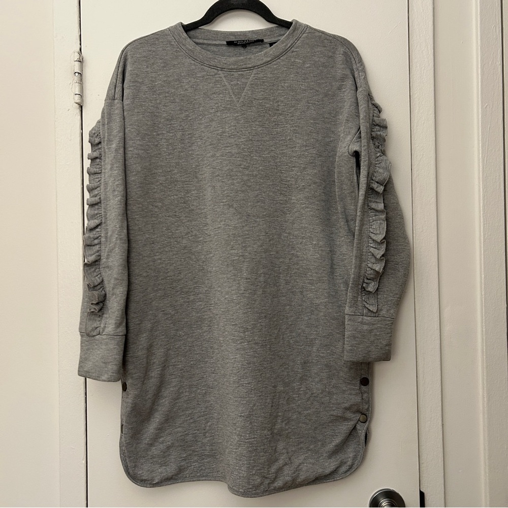 Scotch & Soda Women’s Tunic Sweatshirt Dress with Ruffle Sleeve in Gray (Size M)